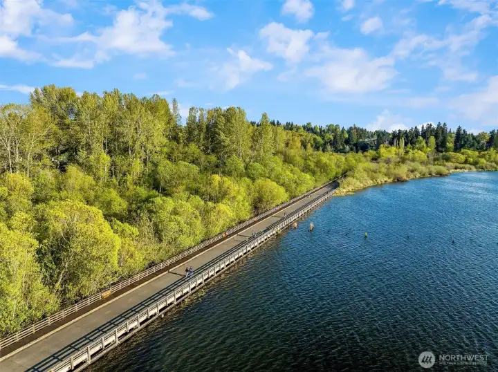 Juanita Bay offers a scenic place to teach your kids to ride a bike, go for a nature walk, or photograph eagles and ospreys in their protected habitat.
