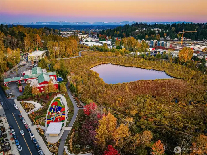 It's a short drive from Juanita to The Village at Totem Lake offering restaurants, Whole Foods, Cinemark, and playground.