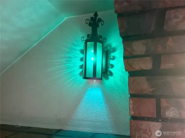 In the cove that the propane fireplace sits in are these lights on either side of the fireplace.  Again, the attention to detail in this home is like none other.