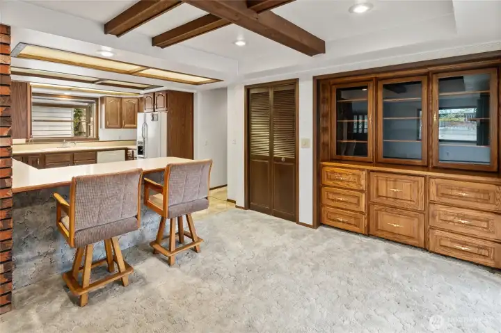 Complete with a stunning built-in hutch, this dining room was designed for holiday dinners, heirloom dishes, and generations of gatherings.