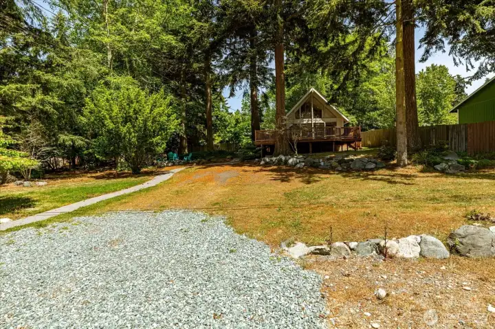Looking from the off-street parking area toward the back of the property