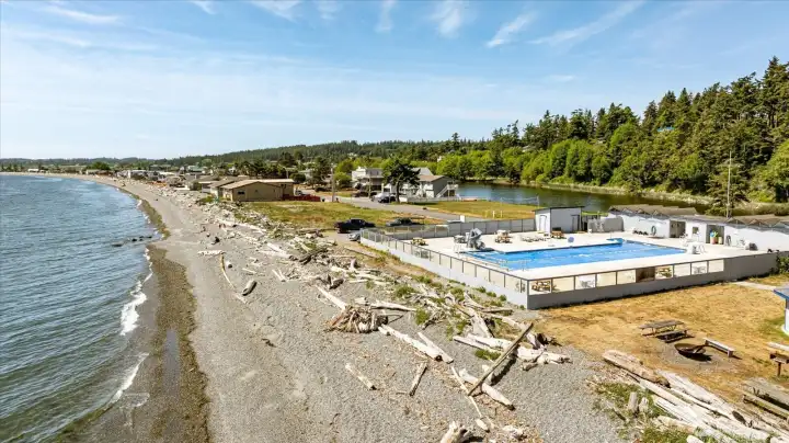 Community beach and pool area