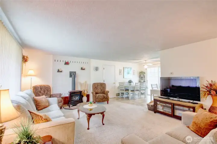 Living room with gas stove. Living room with gas stove.