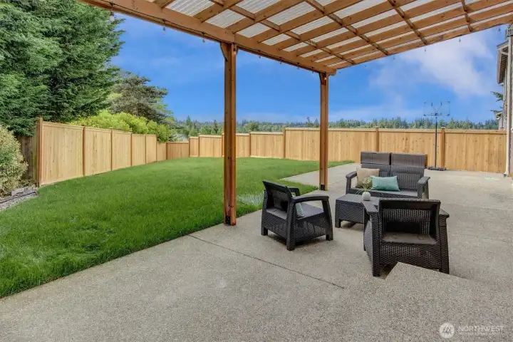 Upgraded patio with custom cover