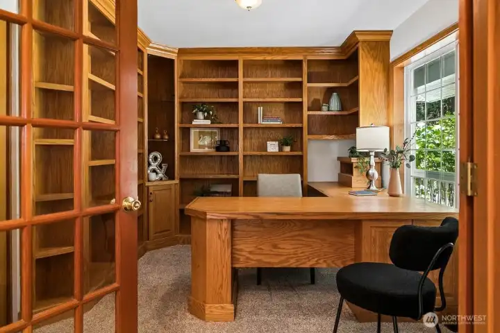 This office also has the benefit and view of the pond and lazy river.