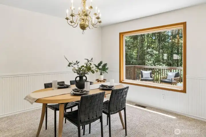 Formal dining room with plenty of room for a  table for 10.