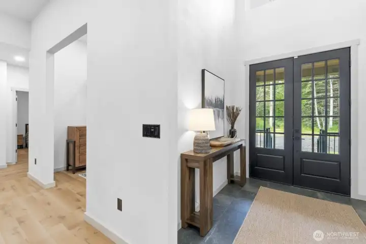 Main entry, with a view of office space