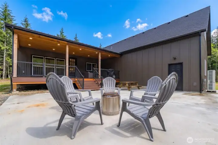 Back covered deck and patio