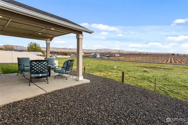 Backyard w/view of lush hop fields