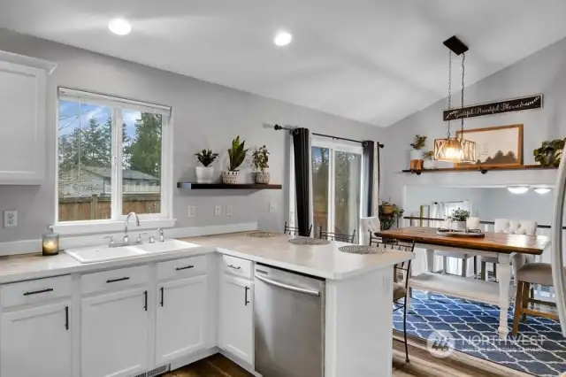 Vaulted ceilings in kitchen