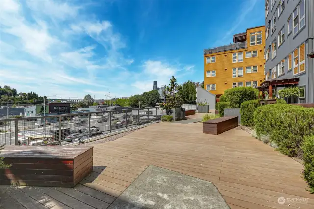 Second-floor outdoor deck for relaxation and entertainment.