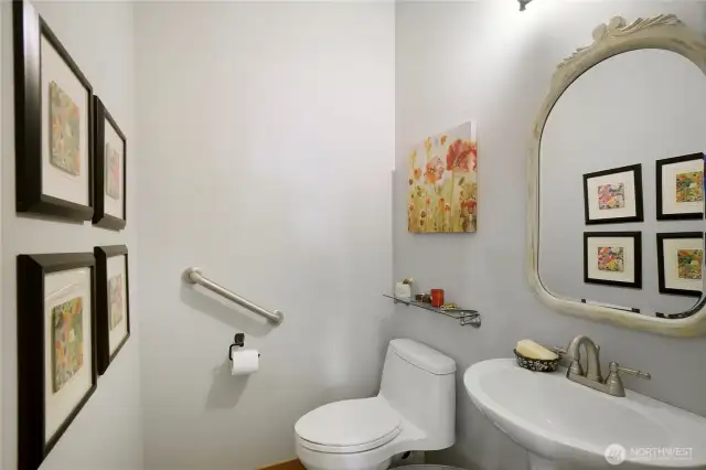 Conveniently located half bath for main level.