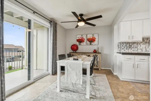 Kitchen and dining area are south facing to enjoy the sun and views