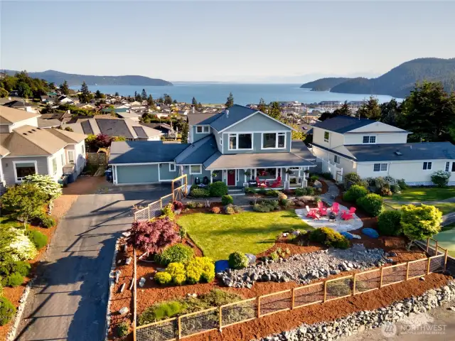 front of the house from Channel View over skyline and Burrows Bay