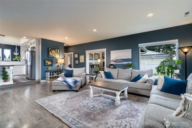Great room from the entry, with open space and lots of natural light