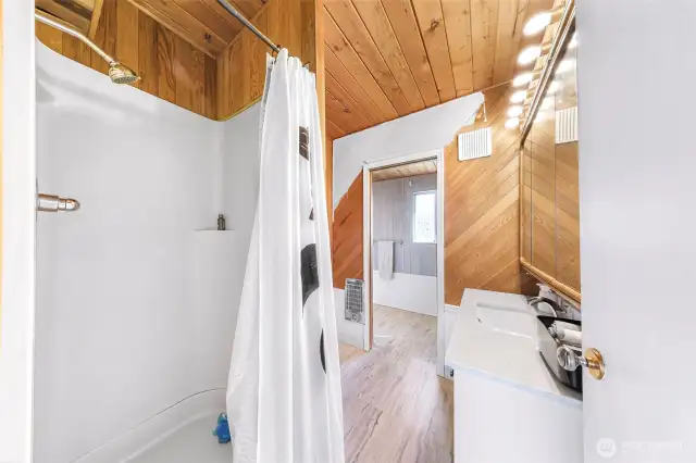 Bathroom with shower and jetted tub!