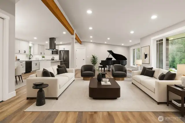 Virtually Staged Living Room & Alcove