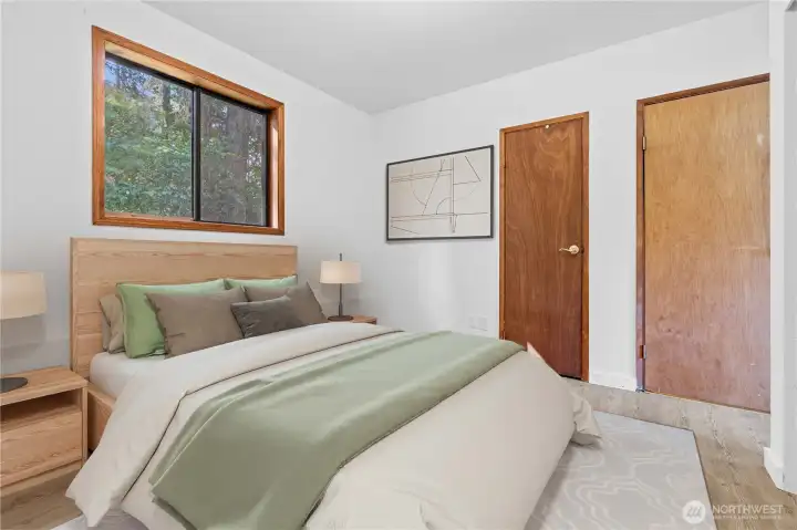 Lower level bedroom  staged