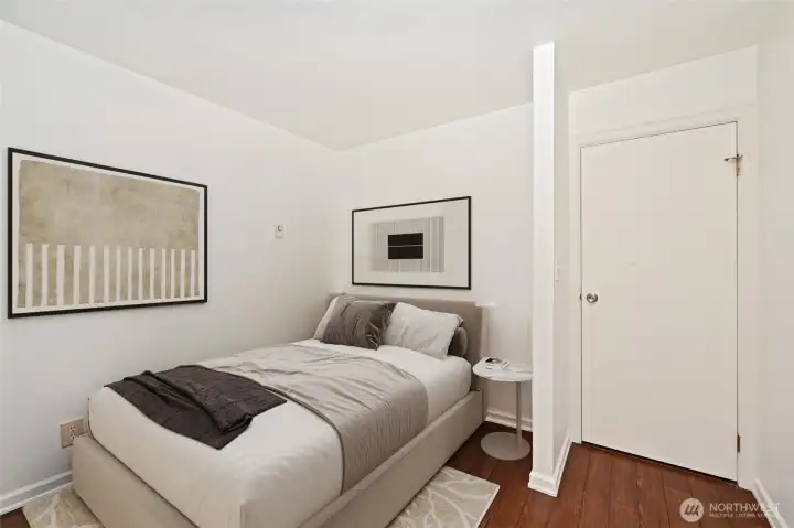 Guest bedroom. Virtually staged.