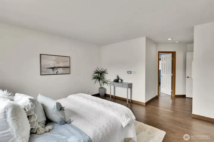 Spacious Primary Suite with fully remodeled 5 piece en-suite bath