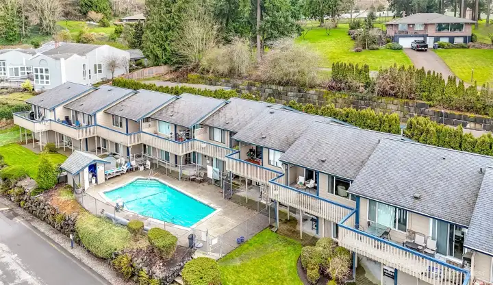Another aerial view of the back half of Hills Terrace. The retaining wall is the back of the parking lot.