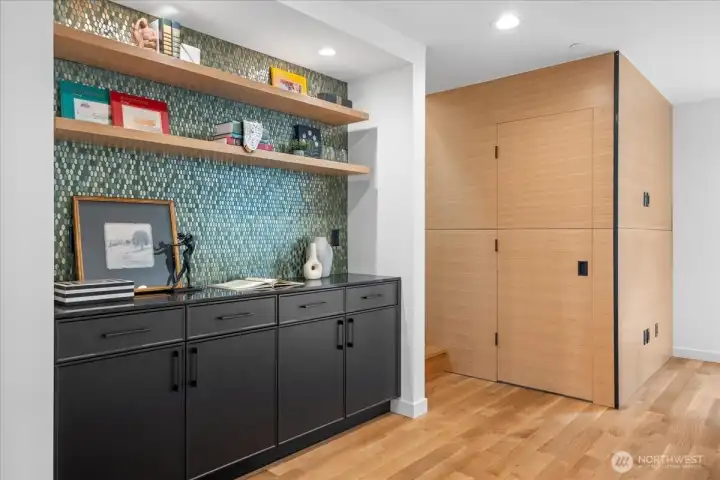 Custom cabinetry on the main floor. Photo of model unit, 4118. Finishes may vary, buyer to verify.