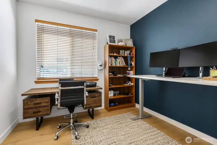 Main floor office can easily accommodate multiple desk space. Main floor office can easily accommodate multiple desk space.