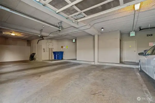 Parking space inside the garage.