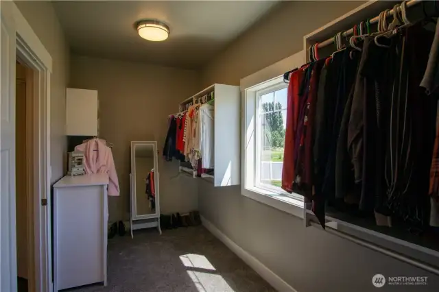 Large walk-in closet in the master off the bathroom.