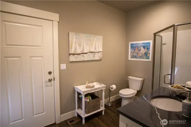 Future pool bathroom with shower.