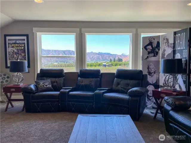 Movie room with a view of the Enchantments.