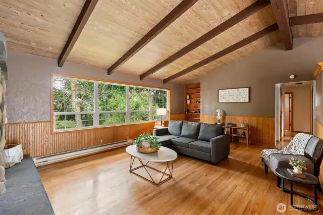 Open Beam Ceiling Living Room