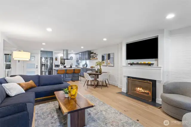 This open floor plan seamlessly integrates all the functionality of this home.