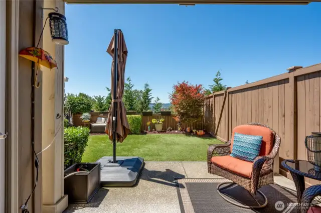 Partially covered patio protects you from the elements.