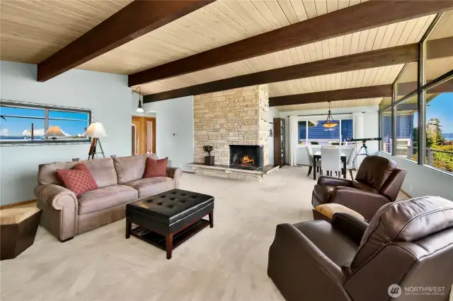 Wood beam ceiling accents