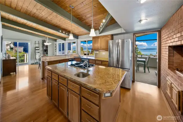 Slab granite countertops with island