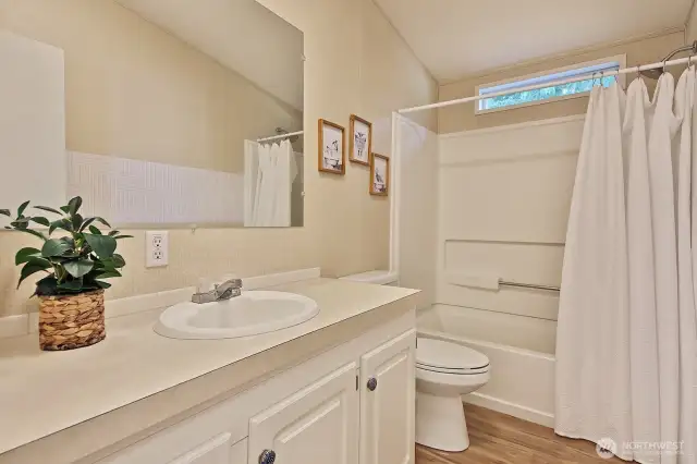 Full Bath in the hallway and adjacent to the 2nd Bedroom