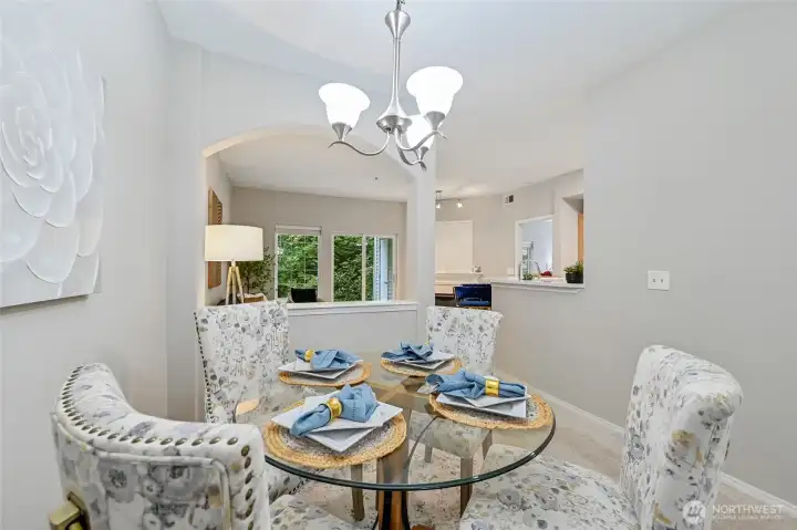 As we move further into the entry we find the Dining Room. Good sized space!