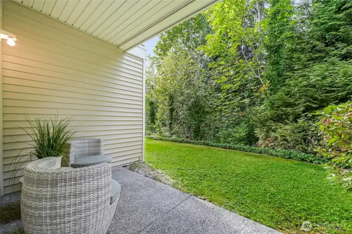 Enjoy the outdoors year round on your covered patio. Have a pet? Great, you have a nice place for the "Zoomies" right here.