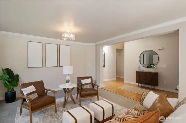 The living room is spacious and comfortable.