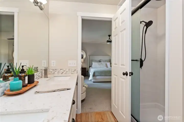 The newly remodeled shower.
