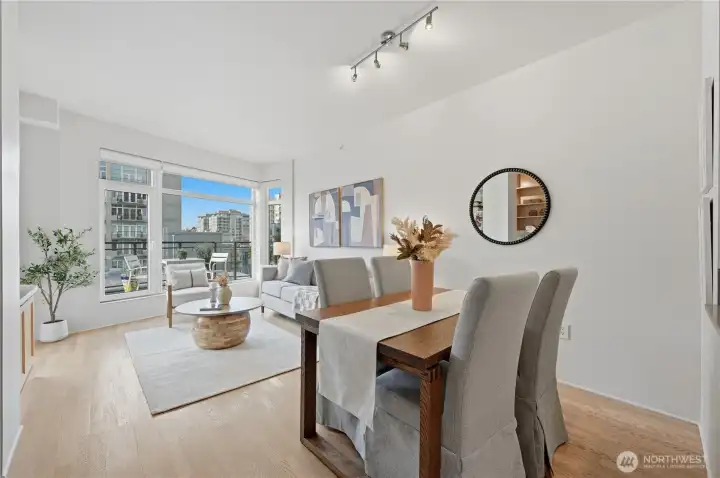 The wonderful open living and dining area with plenty of room to entertain.