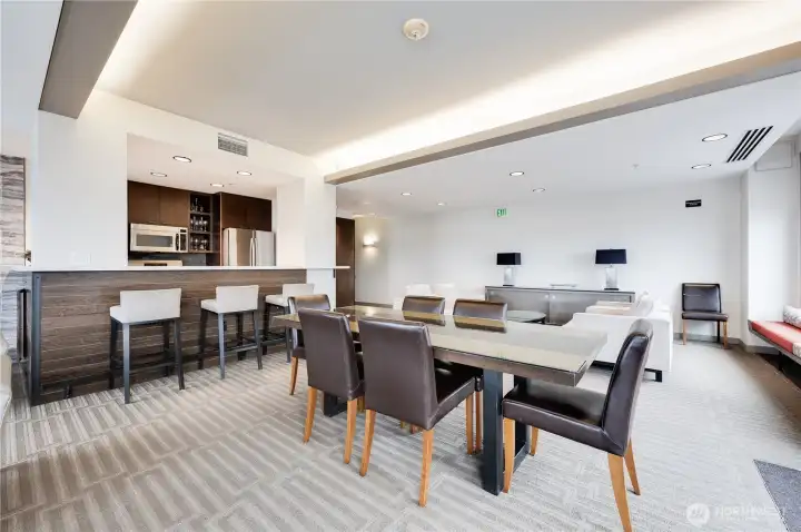 You can see plenty of seating in the club/party room.