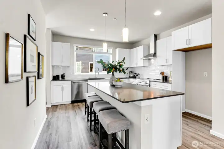 Large island in the kitchen