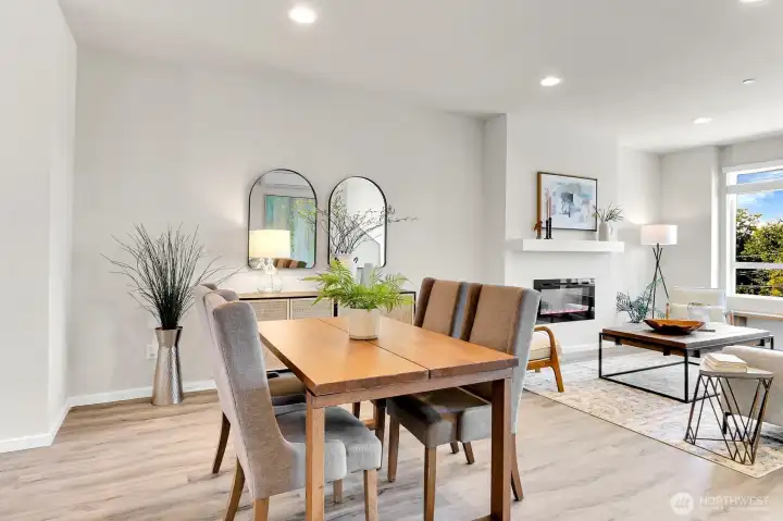 Ample dining space, room for a side board table