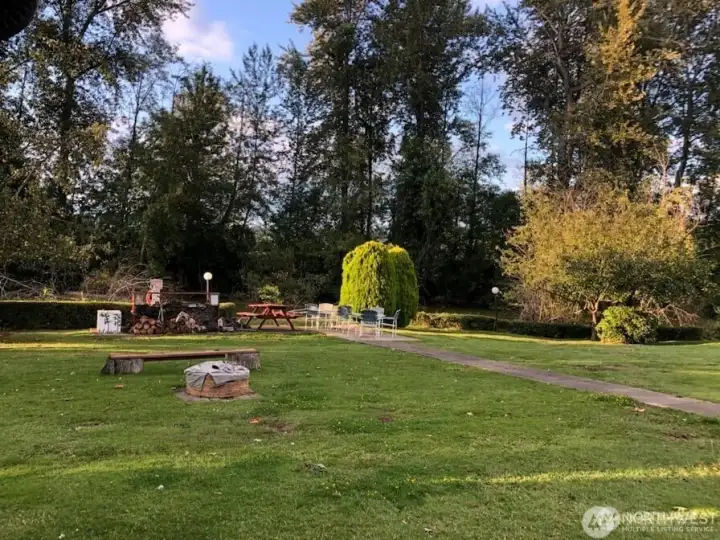 Behind the Clubhouse is the fun spot where Friday night Campfire and music happens with lots of seating for everyone!