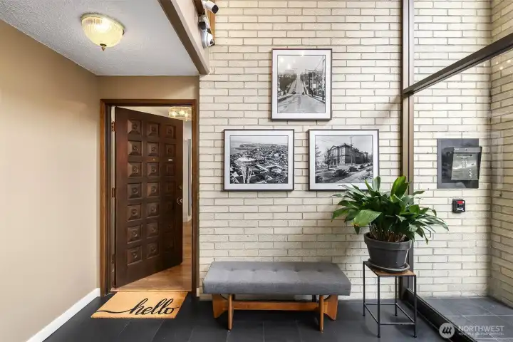 Simple and modern entry is clean & inviting!