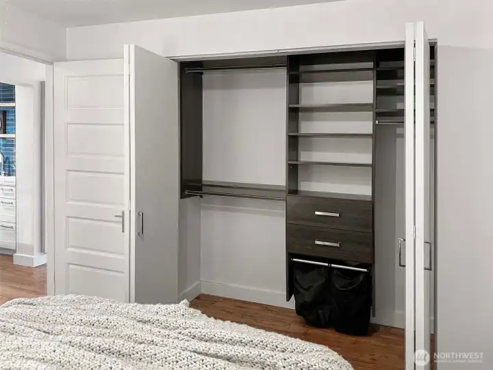 Closet with wardrobe organizers to maximize space! (photo taken when home was vacant)