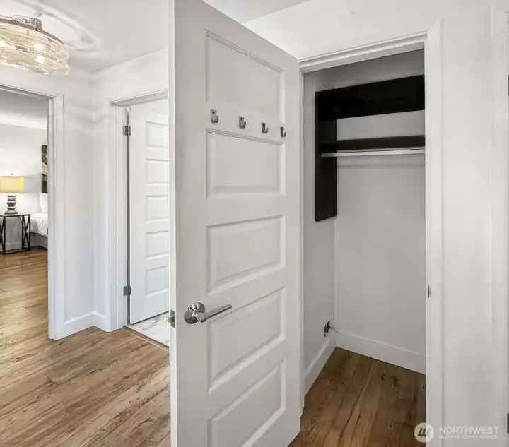 Entry hall coat closet! Love the 5 panel doors! (photo taken when home was vacant)