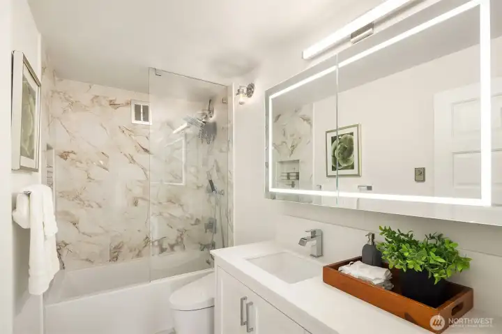Too much to say here! Luxury SPA bathroom! Jacuzzi, TOTO, Rain shower head +wand- Pental quartz-Strasser vanity, Custom oversized LED storage mirror w/defogger....